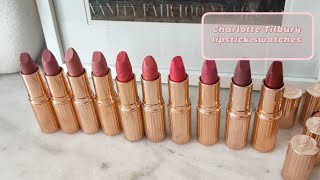 Charlotte Tilbury lipstick collection and swatches charlottetilbury [upl. by Biggs397]