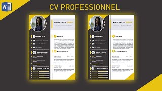 Comment réaliser un cv professionnel avec Microsoft Word [upl. by Norvol800]