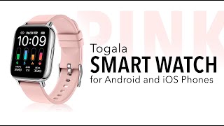 Togala Smart Watch for Android and iOS Phones Pink [upl. by Ellennod]