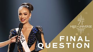 Miss Universe RBonney Gabriels FINAL QUESTION  Miss Universe [upl. by Dario]