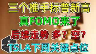 美股 三个推手标普新高，好消息，真FOMO来了！多、空，后面怎么办？TSLA下周关键点位！持仓TRV财报完胜大涨！ [upl. by Alvie]