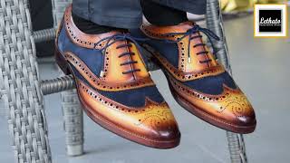 Walking in Style with Lethato Wingtip Brogue Oxford Navy Suede Shoes [upl. by Oza]