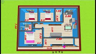 planta baixa em 3d para casa [upl. by Ahsemaj]