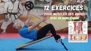 12 exercices pour muscler ses abdos avec un banc dabdominaux pour un ventre plat musclé [upl. by Enelrahc76]