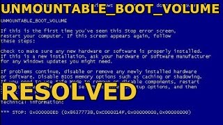 How To Fix UnmountableBootVolume Blue Screen Error STOP code 0x000000ED [upl. by Orit]