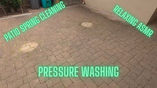 Relaxing ASMR Cleaning of a paver patio and an old Driveway pressurewashing asmr satisfying [upl. by Jeana]