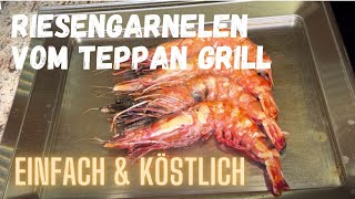 RIESENGARNELEN mit SCHALE auf dem TEPPANYAKI GRILL zubereiten  entdarmen grillen schälen essen [upl. by Edasalof]