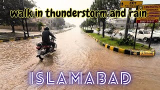 pk Rainy Day in Islamabad Light Thunderstorm and Rain Sounds  Walk at Islamabad Posh Area 4k HDR [upl. by Siana181]