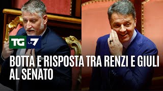 Botta e risposta tra Renzi e Giuli al senato [upl. by Aynekal]