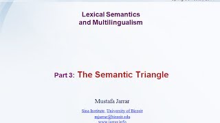 Jarrar Lexical Semantics and Multilingualism Part 35 [upl. by Yenatirb]