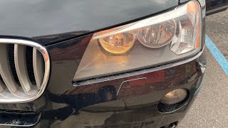 2011 BMW X3 HEADLIGHT BULB REPLACEMENT H7 [upl. by Eedeed]