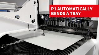 Salvagnini panel bender P1 automatically bends a tray [upl. by Ainadi]