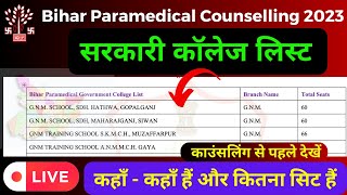 Bihar Paramedical All Government College list  ANMGNMLABOT ASSISTANTX’ RAYPHARMACY [upl. by Turrell]