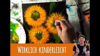 10MinutenMalerei Fantasieblume in Tupftechnik 🎨🌻  simple fantasy flower  Upcycling [upl. by Lhamaj]