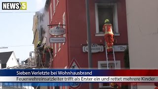 30042017 HO Wohnung komplett ausgebrannt Kreisbrandinspektor rettet Kinder über Haushaltsleiter [upl. by Freida275]