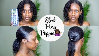 QUICK  EASY LOW SLEEK PONYTAIL ON NATURAL HAIR USING WETLINE XTREME GEL [upl. by Sammons827]