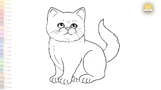 Draw A Cat easily  Animal drawing tutorial  How to draw Cat step by step simply  artjanag [upl. by Anerdna]