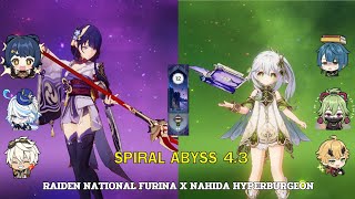 C0 Raiden national furina X C0 Nahida hyperburgeon  abyss 43  floor 129 star  genshin impact [upl. by Lougheed]