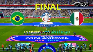 BRAZIL vs MEXICO  FINAL  Copa America USA 2024  Full Match All Goals  PES Gameplay [upl. by Flossy986]