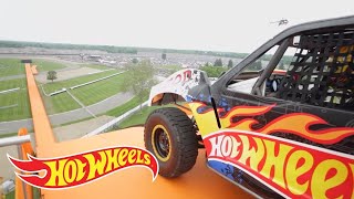 The Yellow Drivers World Record Jump Tanner Foust  Team Hot Wheels  HotWheels [upl. by Regdirb]