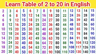 Table 2 to 20  2 to 20 tables  Pahada 2 to 20  table of two to twenty  table of 2 to 20 [upl. by Ainesell370]