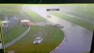 Startphase 24H Nürburgring Nordschleife 2016 Rain Chaos amp Crashes [upl. by Yznil]