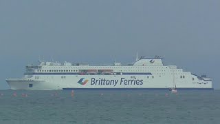 Brittany Ferries  Galicia passing through the Solent to Portsmouth [upl. by Mya]