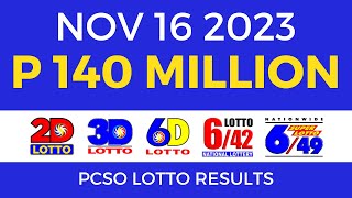 Lotto Result November 16 2023 9pm Complete Details [upl. by Franny]