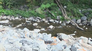 Officials prepare to fill creek bed sinkhole in Luzerne [upl. by Dnomsaj]