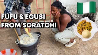 THIS IS HOW FUFU amp EGUSI IS MADE 🤯 TRADITIONAL COOKING WITH FRIENDS IN THE GAMBIA 🇳🇬🇬🇲 [upl. by Enohpesrep535]