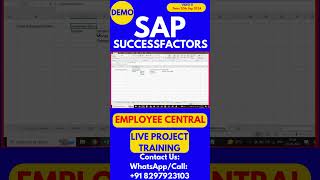 SAP SuccessFactors Employee Central Training Video 11 20 Sep 2024 sapsuccessfactorstraining [upl. by Avika]