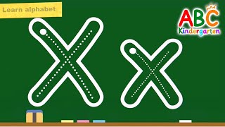 Learn letters by coloring the letter X with green and orange paint  Learning video for toddlers [upl. by Leah486]