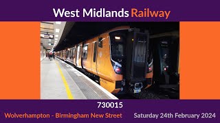 NEW West Midlands Trains WMR Class 730  730015  Wolverhampton – Birmingham New Street [upl. by Beesley754]