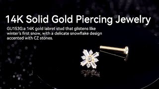 GU153G：14K Solid Gold Piercing Jewelry with Cubic Zirconiapiercingjewelry 14kgold bodypiercing [upl. by Kathlin]