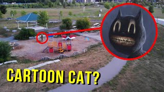 DRONE CATCHES CARTOON CAT AT HAUNTED PARK WE FOUND HIM [upl. by Eldoree893]