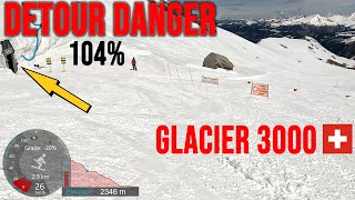 4K Dangerous Diversion Down Black Wall 104 Slope  Glacier 3000 Vaud Switzerland GoPro HERO11 [upl. by Jaela]