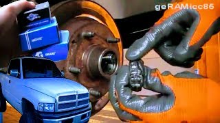 HOW TO REPLACE WHEEL BEARING  GET OUTCHANGE RACE  REPAIRFIXGREASE HUB DODGE RAM PICK UP TRUCK [upl. by Usanis899]