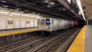 MTA NYC Subway Saturday Morning A Train Action  181st Street 122323 [upl. by Ellenej438]