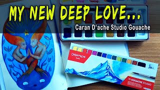 ✨ Caran Dache Studio Gouache ✨ Showing you these awesome paints while painting in my Sketchbook [upl. by Gipsy]