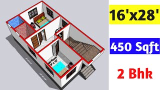 16x28 House Plan  16x28Ghar ka Naksha  16x28 House Design 450 sqft [upl. by Calvina]