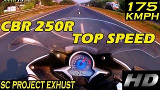 Honda CBR 250R with SC Project exhaust  Top Speed [upl. by Tempest714]