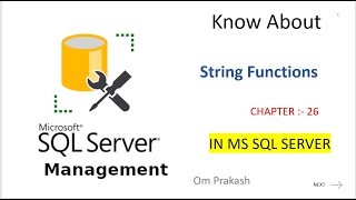 String Functions in SQL Chapter 26 [upl. by Waring730]