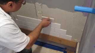 Subway tile shower install time lapse [upl. by Naellij80]