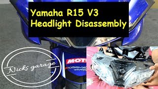 Yamaha R15 V3 Headlight disassembly [upl. by Kenney]