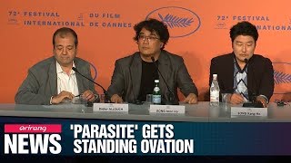 Bong Joonhos Parasite receives 8 minute standing ovation at Cannes [upl. by Si]