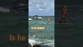 Paddle boarder vs boats at Haulover Inlet crazy [upl. by Nnylrefinnej735]