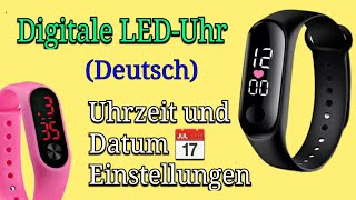 Wie stellt man Uhrzeit und Kalender Digitalen LEDUhr  LED Watch Einstellung [upl. by Noryak]