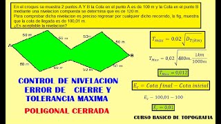 POLIGONAL CERRADA  Error de cierre y Tolerancia MÁXIMA [upl. by Adigirb]