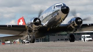 HISTORIC Swissair Douglas DC3 Start Up amp TakeOff  Great Sound [upl. by Eimas]