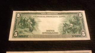 Series 1914 5 Horseblanket Bill Near Uncirculated ConditionVery Crisp [upl. by Ahseya]